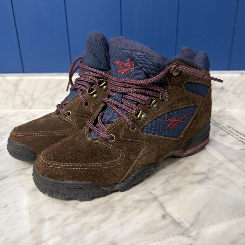 90S Reebok Outdoor Trekking Shoes Sneaker Mid Hiking Boots Size 7.5 Brown